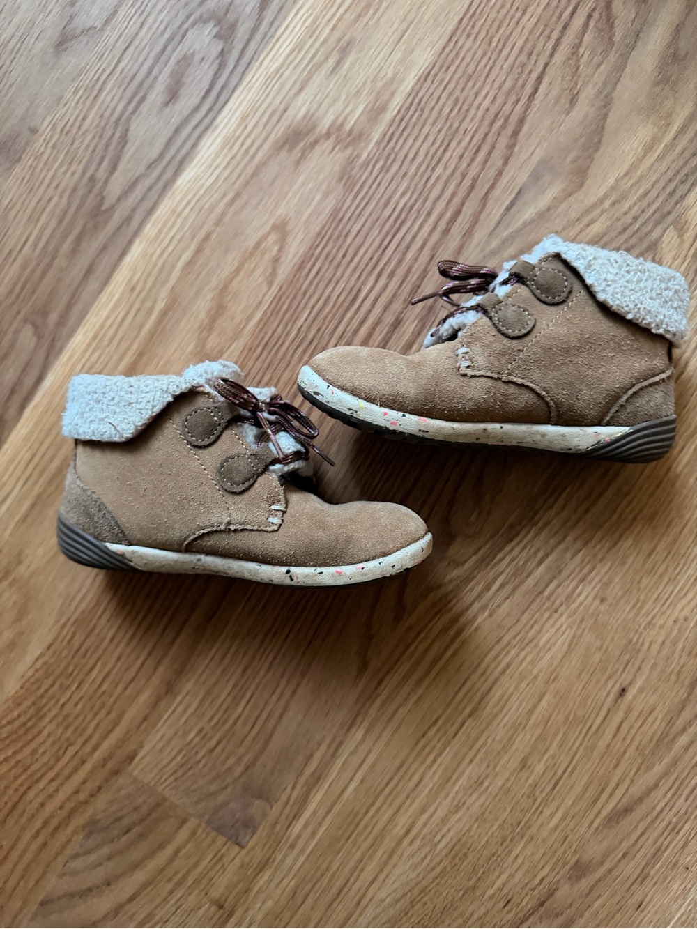 Merrell Brown Suede Kids Ankle Boots with Faux Sherpa Cuff